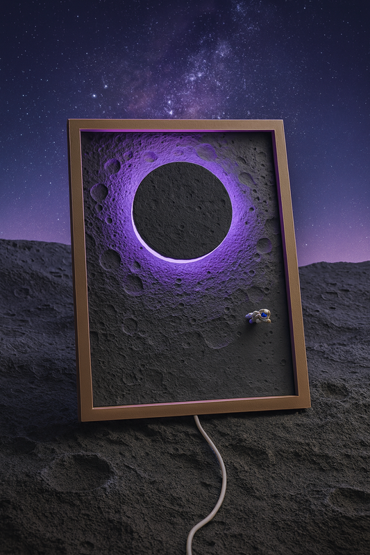 Paisaje lunar en 3D con marco moderno