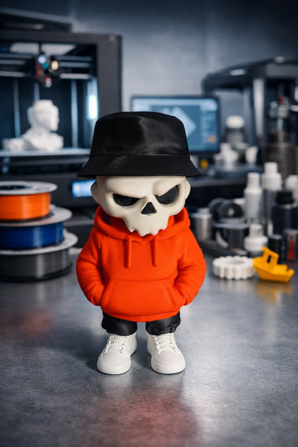 Figura Skull Street Hoodie — Decoración impresa en 3D